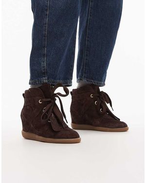 Bronx Zapatillas Color Café En Grano Con Cuña De Ante Jae-Yy De - Azul