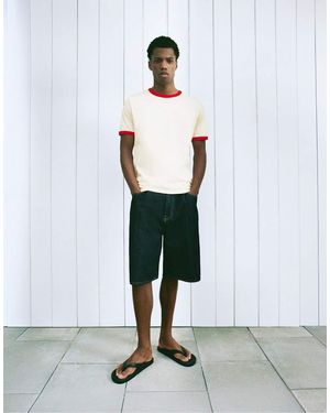 Pull&Bear Contrast Trim T-Shirt - White