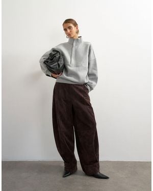 TOPSHOP Co-ord Premium Real Suede Barrel Pants - Gray