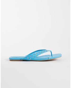 Public Desire Studded Flip Flops - Blue