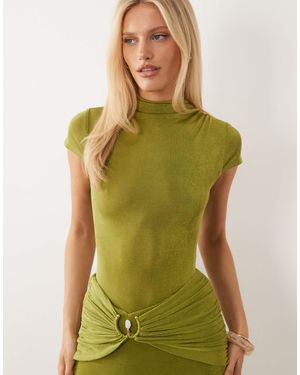Ruched & Ready – strukturierter, figurbetonter, hochgeschlossener body - Grün