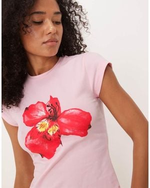 ASOS Baby Tee With Flower Graphic - Pink