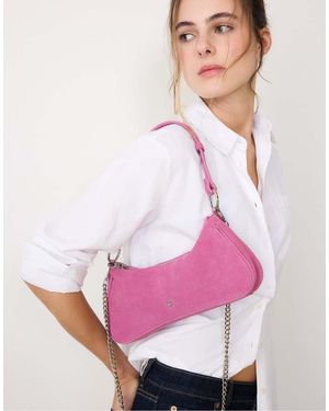 Stradivarius 100% Leather Moon Crossbody Bag - Pink