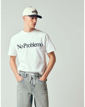 No Problemo 100% Cotton T-shirt With Logo Print - Grey