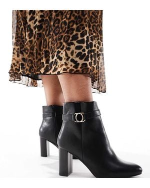 Yours Strap Detail Block Ankle Boots - Black