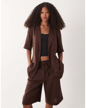 Jdy Blazer Sartoriale A Maniche Corte - Marrone
