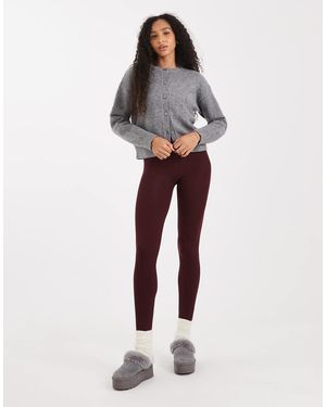 New Look Leggings Burdeos Con Forro Afelpado De -Rojo - Blanco