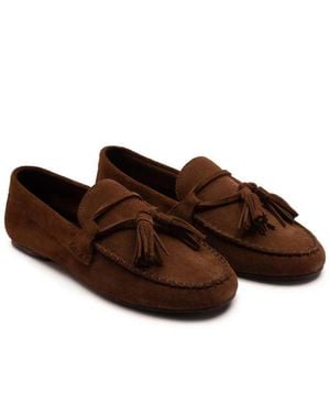 OFF THE HOOK Walbrook Suede Leather Tassel Loafers - Brown