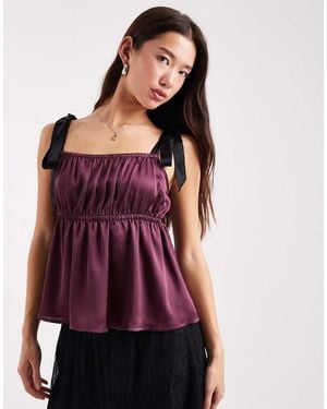 Miss Selfridge Satin Tie Shoulder Cami Top - Purple