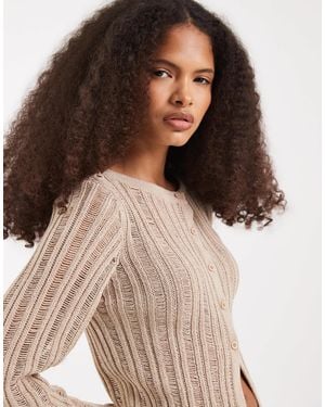 ASOS Knitted Ladder Stitch Cardigan - Brown
