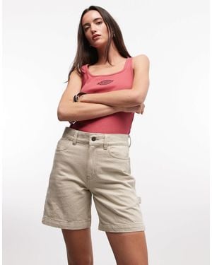 Dickies 7 Inch Hickory Striped Carpenter Shorts - Red