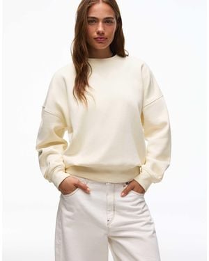 Bershka Sweatshirt mit rundhalsausschnitt - Weiß