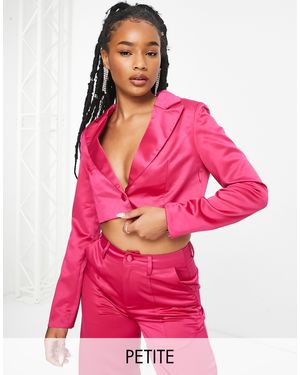 Extro & Vert Petite – kastiger blazer aus satin - Pink