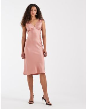& Other Stories Plunge Midi Dress - Pink