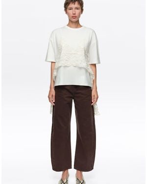 Bimba Y Lola Pantalones Vaqueros De Corte Barril Con Hebilla En-Marrón - Blanco