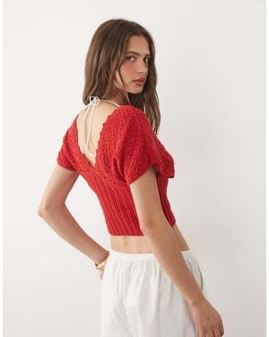 ASOS Knitted Plunge Cinch Top - Red