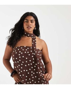 Vero Moda Woven Bandeau Top With Scarf Detail Co-Ord - Brown