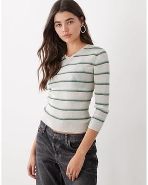 Monki Jersey V-neck Top - Gray