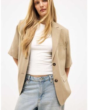 NA-KD Short Sleeve Blazer - Natural