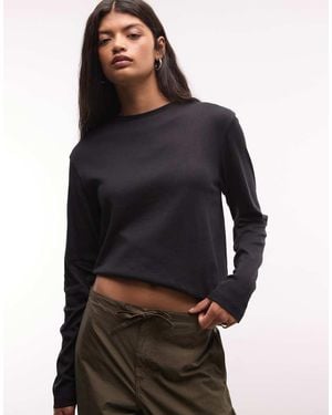 Weekday T-Shirt A Maniche Lunghe Super Morbida Nera - Blu