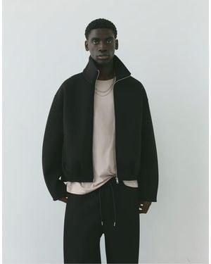 Pull&Bear Giacca Con Zip Effetto Neoprene Nera - Nero