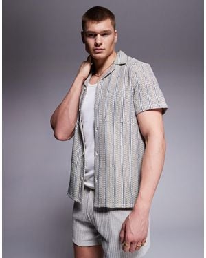 South Beach Knitted Short Sleeve Beach Shirt - Gray
