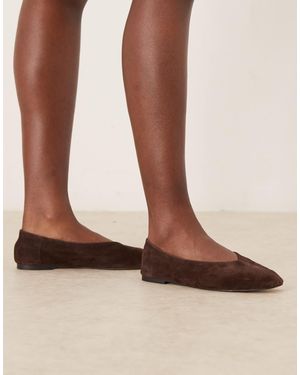 ASOS Lawn Premium Suede Ballets - Brown