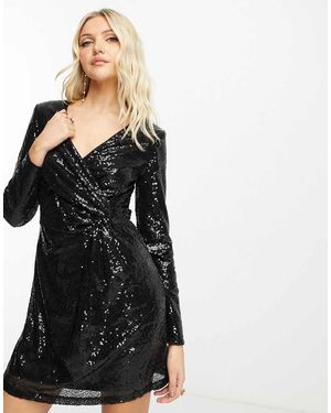 EDITED Vestito Corto A Portafoglio Con Paillettes - Nero