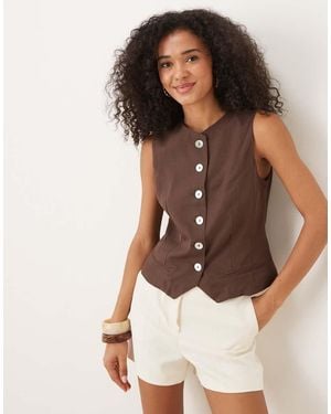 Mango High Neck Waistcoat - Brown