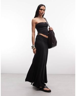 Weekday Falda Larga Negra Con Caída - Negro