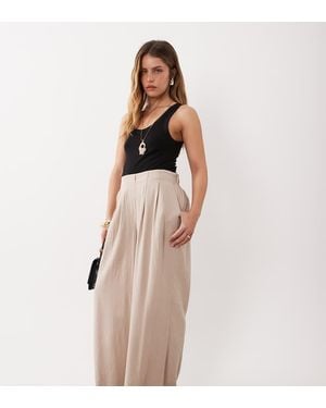 Nobody's Child Petite Silsoe Linen Blend Elasticated Waist Wide Leg Trousers - Natural