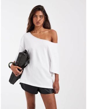 ASOS Slouchy Off Shoulder Oversized Tee - White