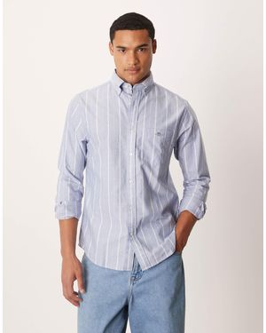 GANT Regular Fit Classic Oxford Striped Logo Shirt - Blue