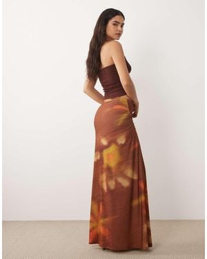 ASOS Maxi Rok Met Gedrapeerde Zijkant - Bruin