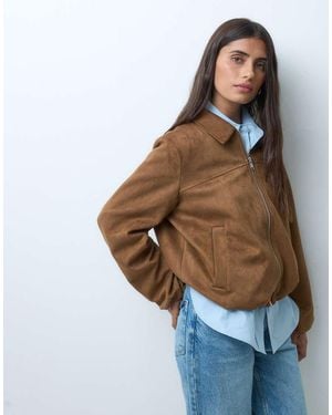 Vero Moda Faux Suede Clean Bomber Jacket - Blue