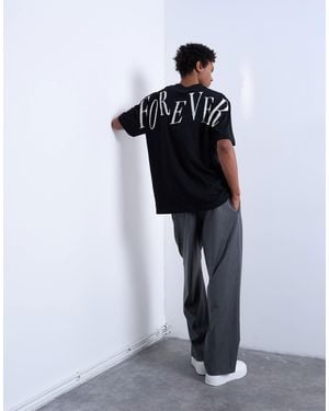 TOPMAN Oversized Fit T-shirt With Forever Embroidery - Black