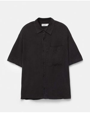 Pull&Bear Short Sleeve Flowing Shirt - Black