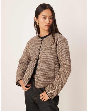 Jdy Houndstooth Padded Jacket - Brown