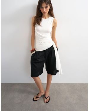 TOPSHOP Wrap Drape Tank With Tie - White