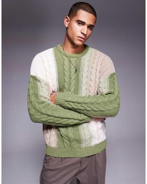 ASOS Jersey Y Marrón Con Diseño De Patchwork De Punto De Ochos De -Verde
