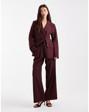 4th & Reckless Tailo Wide Leg Pleat Detail Trousers Co-ord - Red