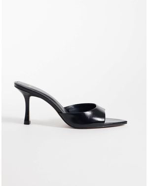 Mango Faux Leather Heeled Mule - Natural