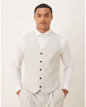 ASOS Wool Mix Skinny Suit Vest - Natural