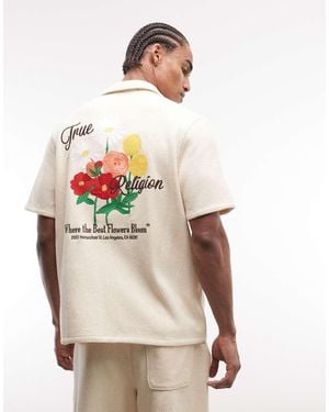 TRUE RELIGION Knitted Blooms Shirt Co-ord - Natural