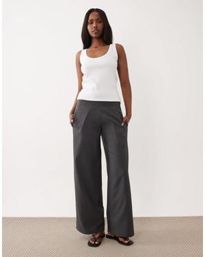 The Frolic Elasticated Mid Waist Wide Leg Pants - White