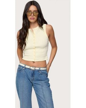 Edikted Basel Button Up Tank Top - Blue