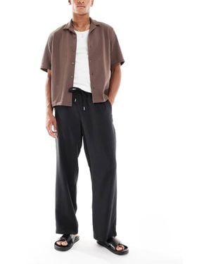 ASOS Wide Leg Trouser With Elasticated Waistband - Black