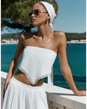 4th & Reckless Top A Fascia Allacciato Sul Retro - Blu