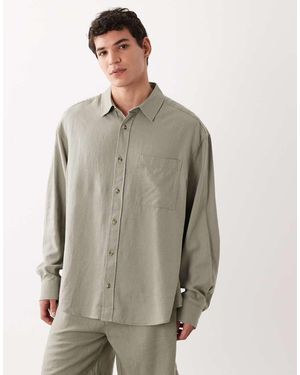 ASOS Co-ord Oversized Linen Blend Shirt - Grey