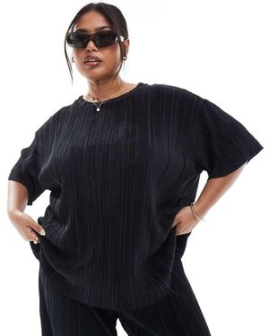 ONLY Boxy Plisse T-shirt Co-ord - Black